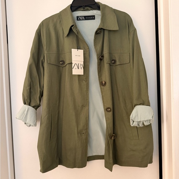 Zara Jackets & Blazers - Zara Olive Utility Button-Front Jacket